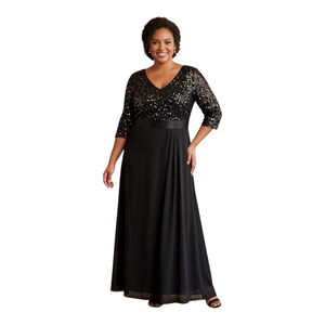 Talisea NWT Black Sequin Bodice Evening Gown Maxi Dress Size 18W